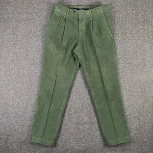 Drumohr Pleated Trousers Men 30x27 Green Pant Suede Old Money Luxury Italy Made